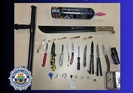 Imagen de las armas incautadas por la Policía Local de Benidorm