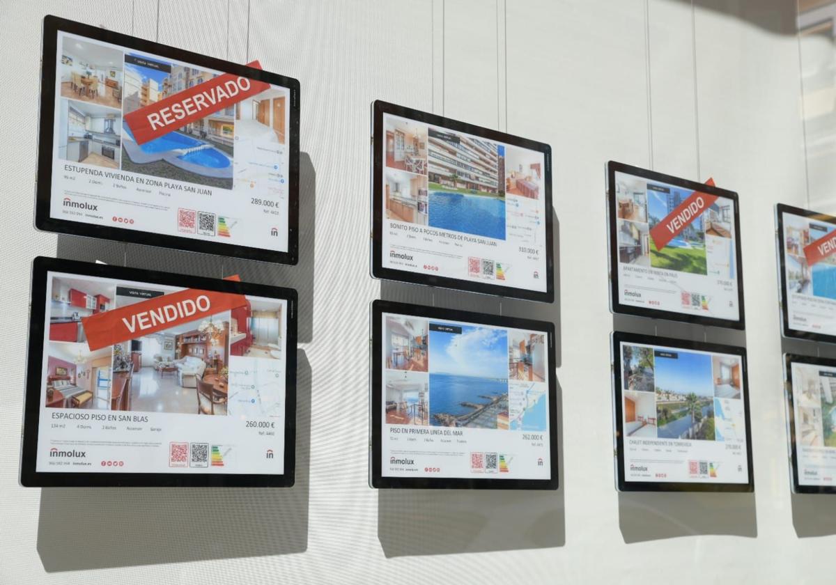 Anuncios en una inmobiliaria.