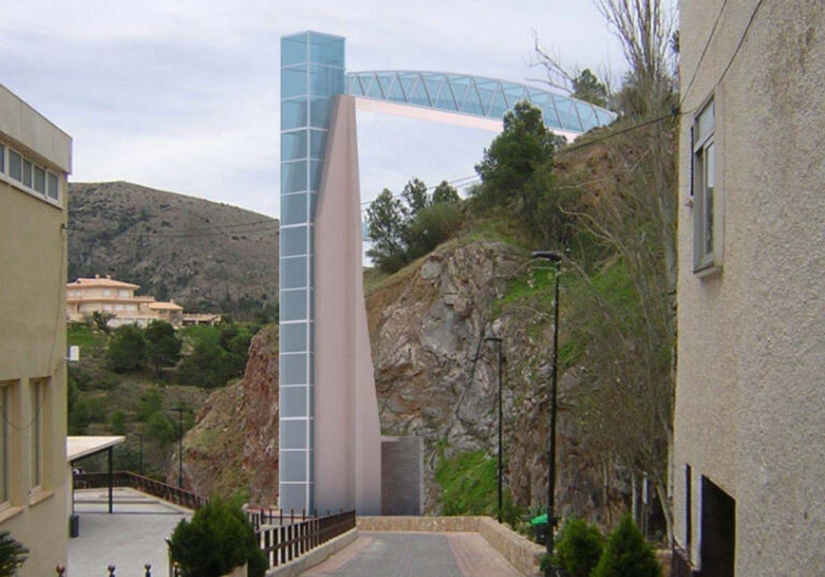 Projection of the future elevator currently being installed in Finestrat