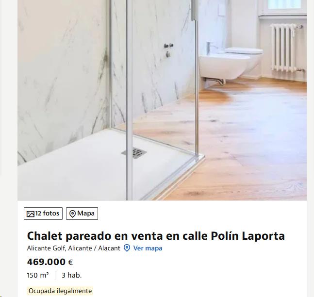 Anuncio del chalé de lujo en venta con 'inquiokupa'.
