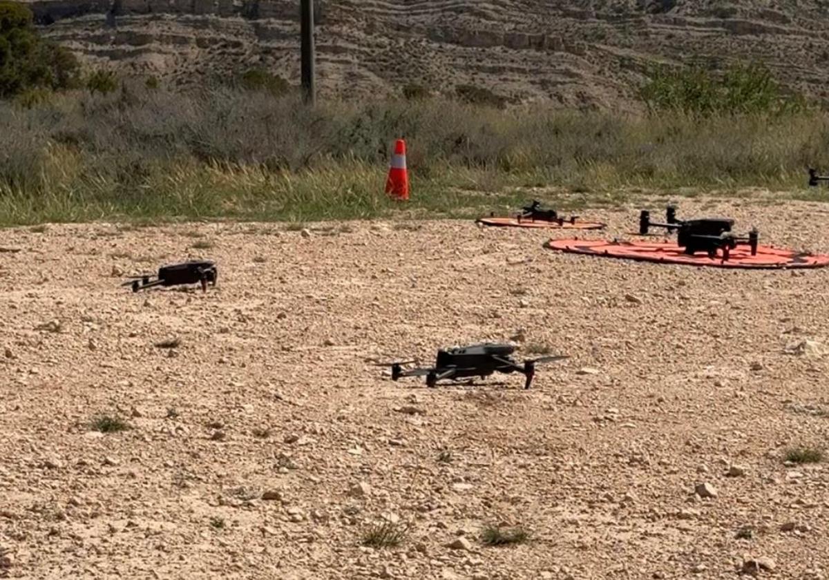 Drones during the drill conducted in San Vicente.