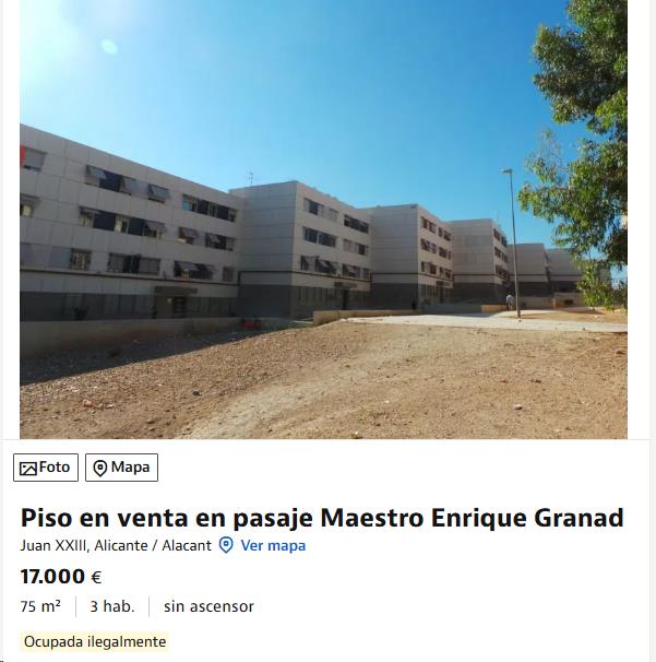 Piso en venta con 'inquiokupa' por 17.000 euros.
