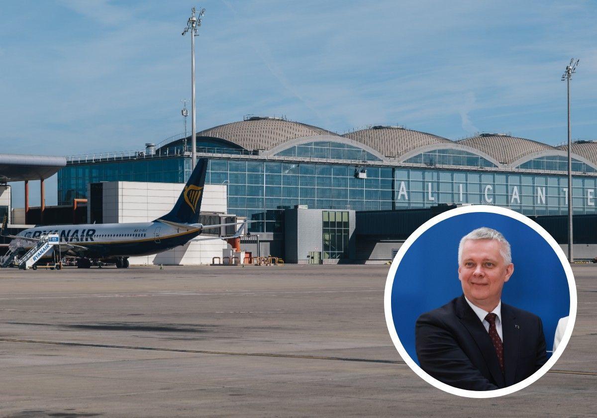 Avión de Ryanair en el aeropuerto de Alicante/El Ministro de Interior de Polonia.