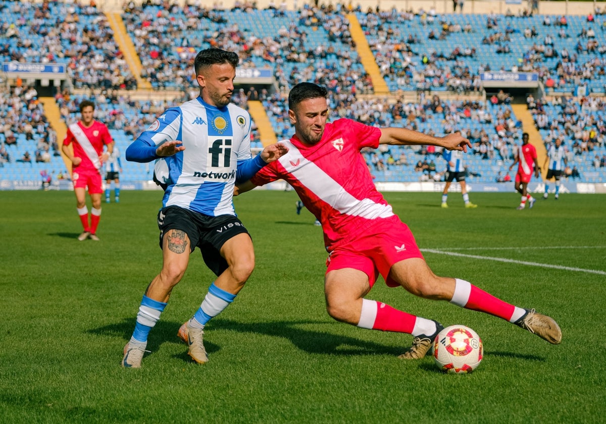 Javi Moreno, during the Hércules-Sevilla Atlético match.