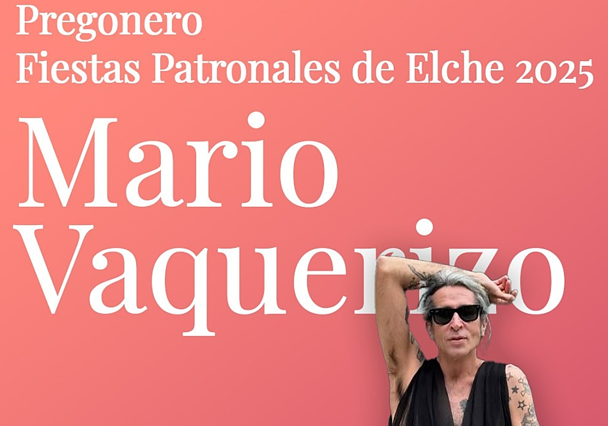 Mario Vaquerizo en el cartel anunciador de las Fiestas Patronales de Elche.