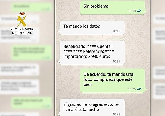 Capturas de los mensajes de whatsapp de una de las redes dedicadas a la estafa del amor desarticuladas en España en 2025.