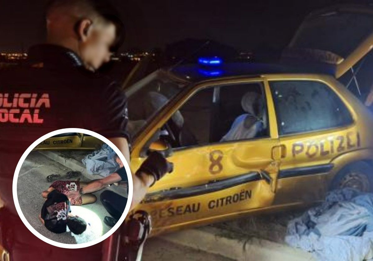 Kamikaze driver's car/Arrest of the reckless driver.
