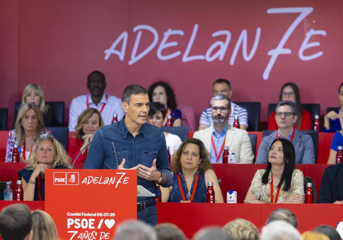 Sánchez at the PSOE federal committee.