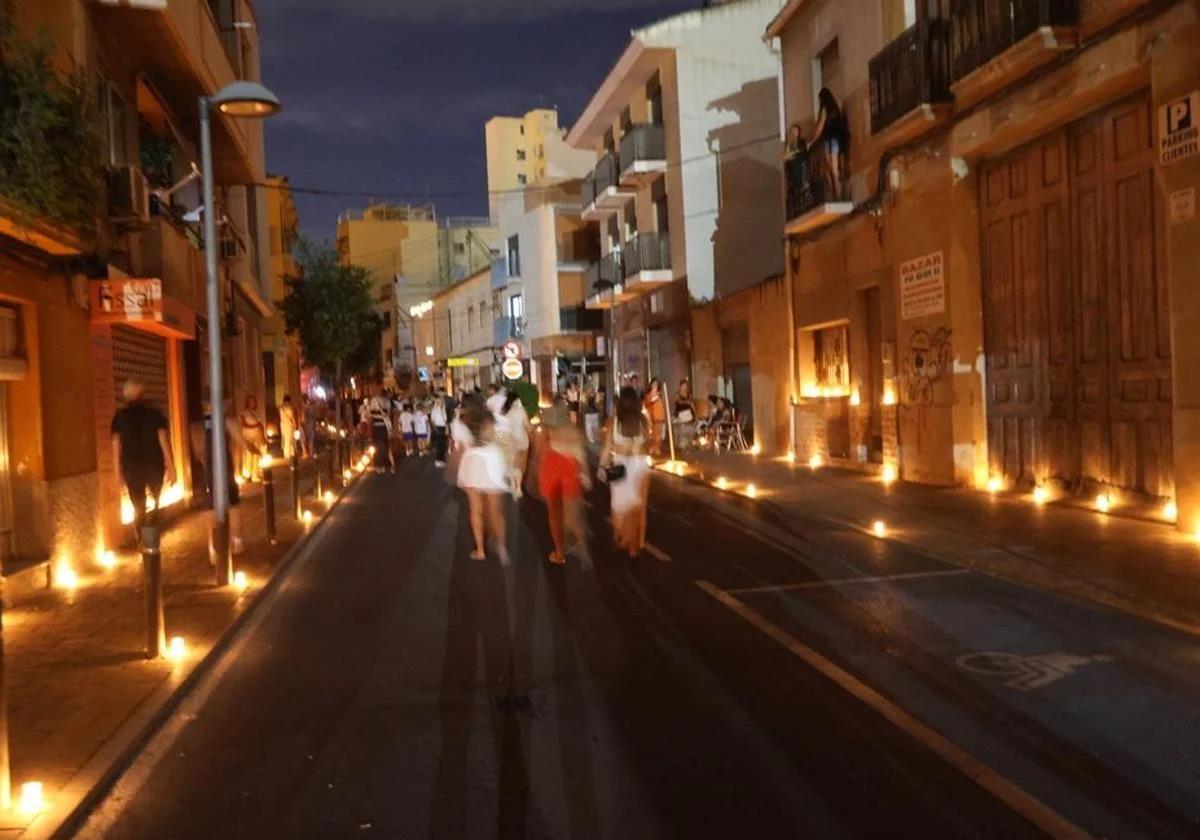 The town of Sant Joan illuminated by candles.