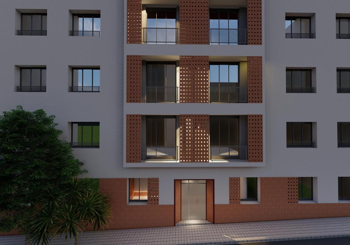Rendering of the new building facade.