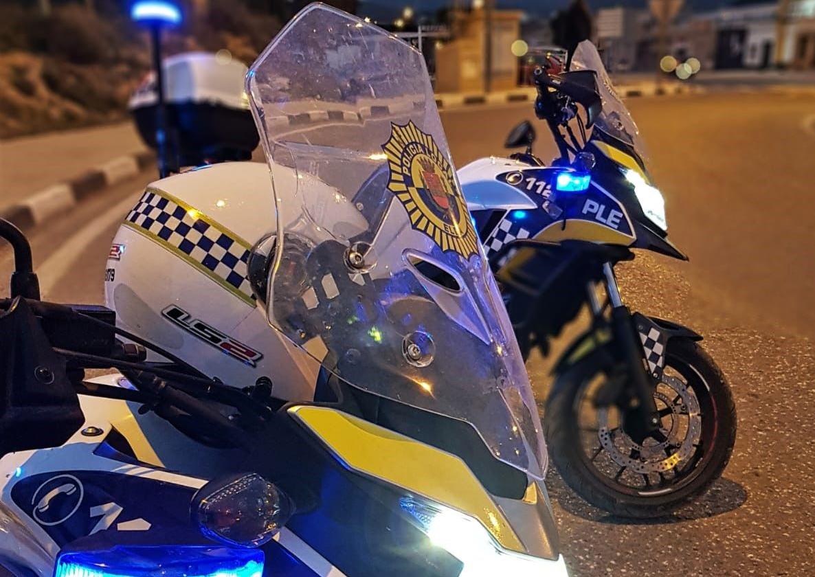 Motocicletas de la Policía Local de Elda, en un control.