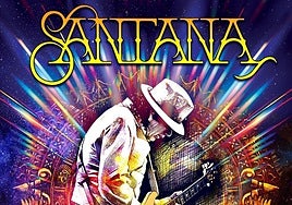 Detalle del cartel promocional de la gira de Carlos Santana.