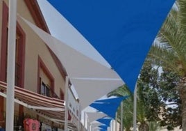 Recreación de los toldos de Tabarca.