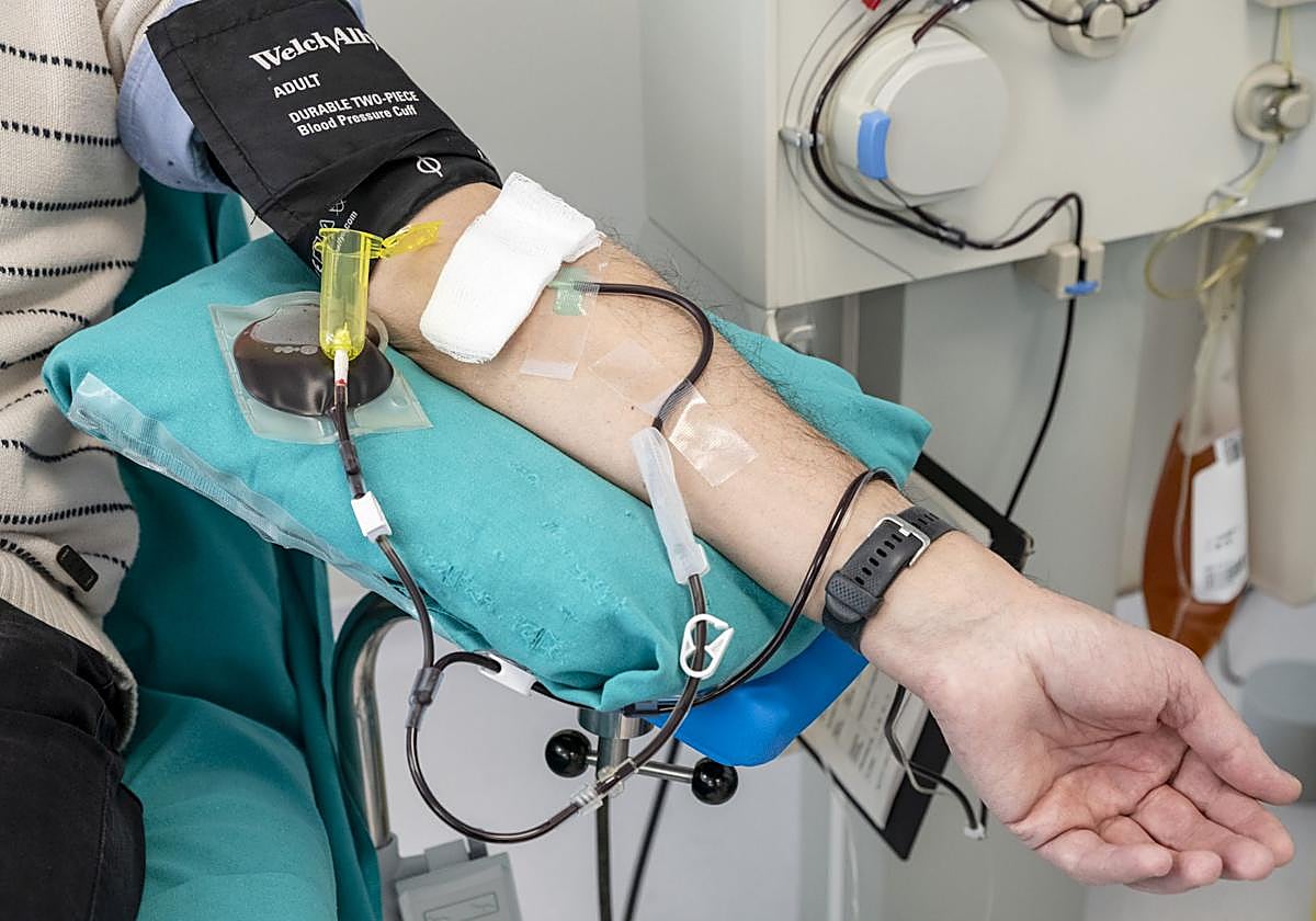 Donante en el Centro de Transfusiones de la Comunitat Valenciana en Alicante.