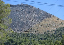 Montes quemados por el incendio de Ibi.