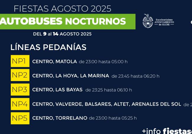 Horario líneas pedanías
