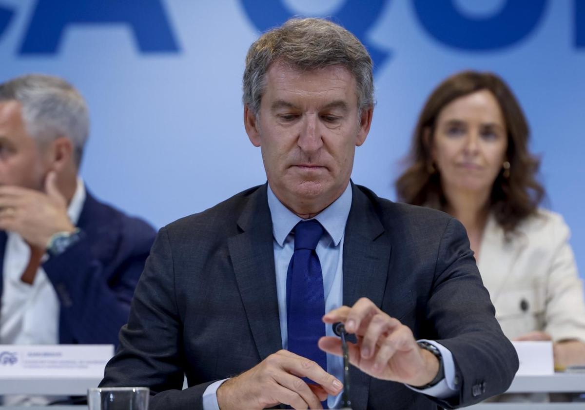 PP leader Alberto Núñez Feijóo during the PP National Executive Committee meeting, this Monday in Madrid.
