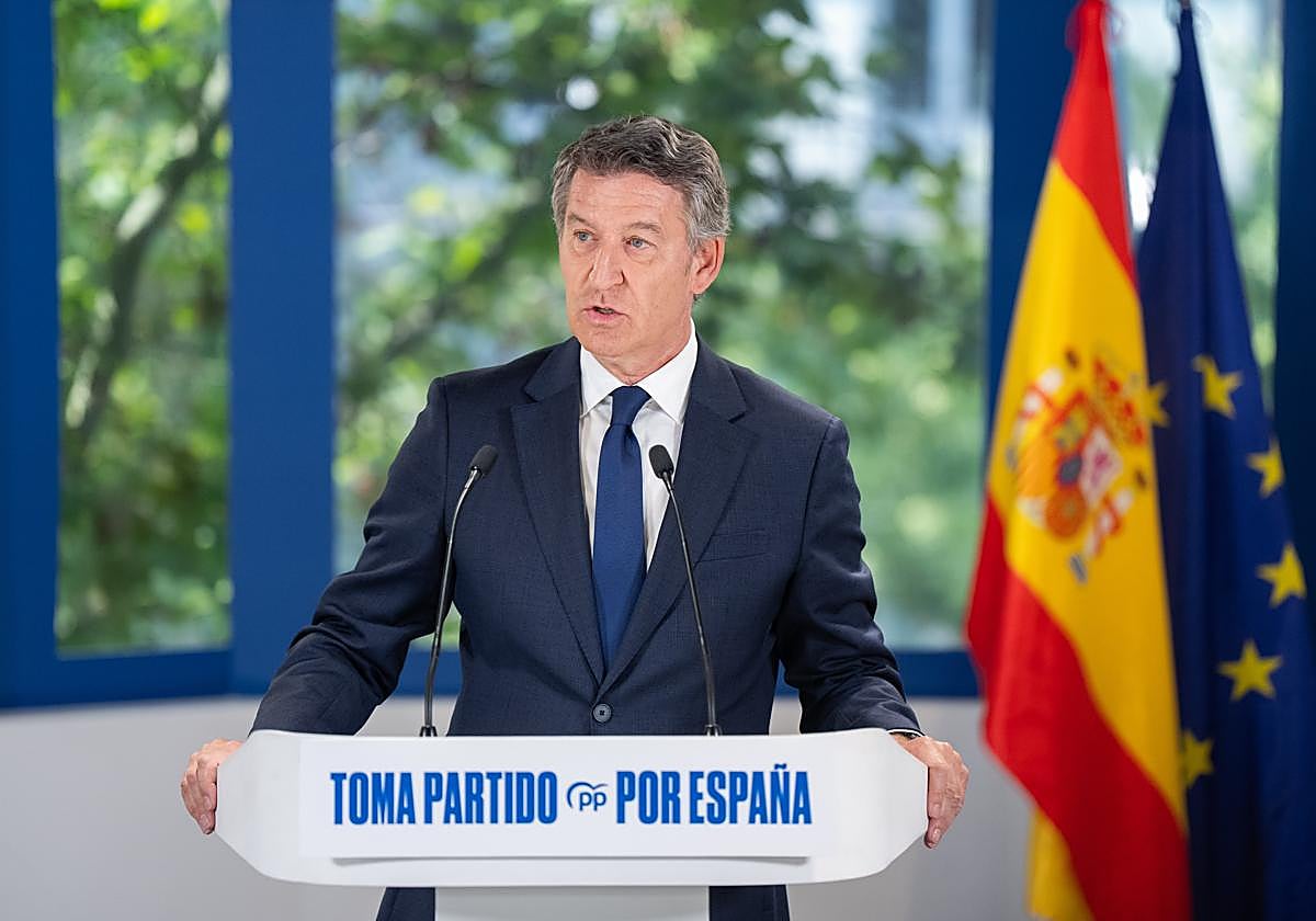 Alberto Núñez Feijóo, en su comparecencia de balance del curso político, hace escasos días.