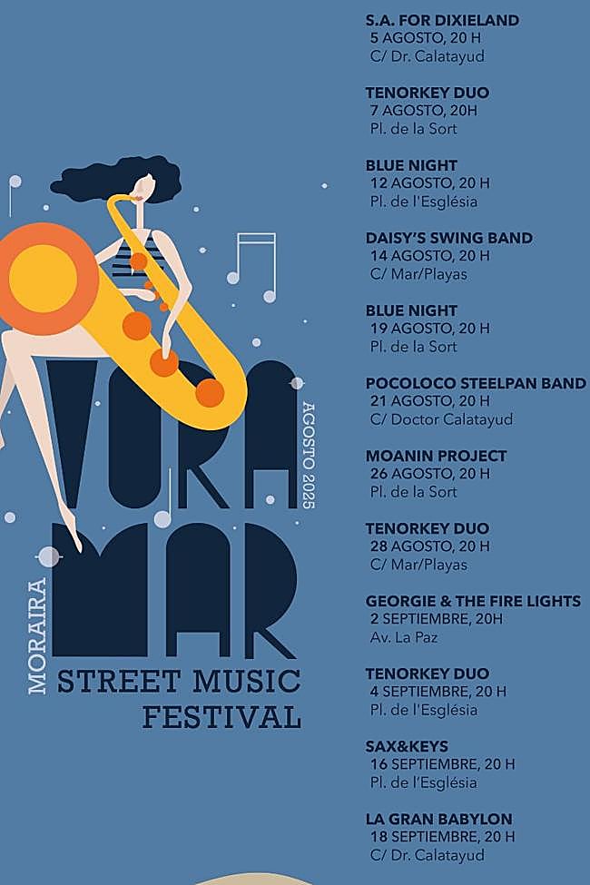 Cartel oficial del Voramar Street Music Festival 2025 durante agosto y septiembre.