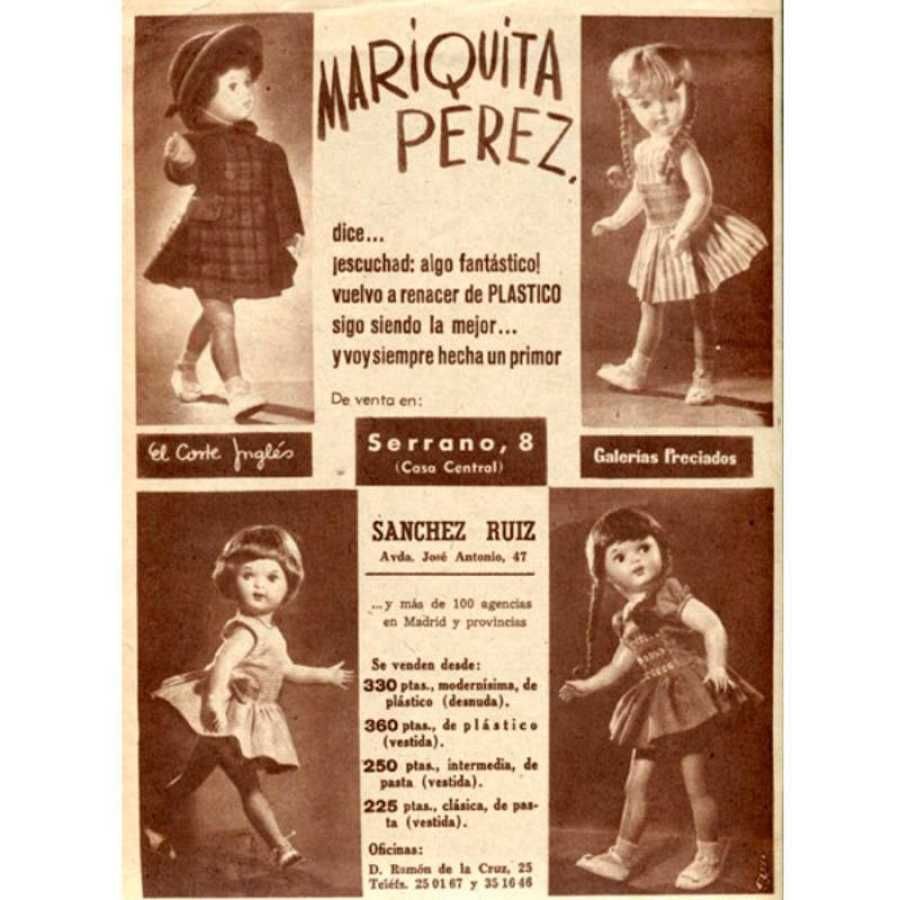 Un anuncio de la venta de Mariquita Pérez en El Corte Inglés de la calle Serrano.