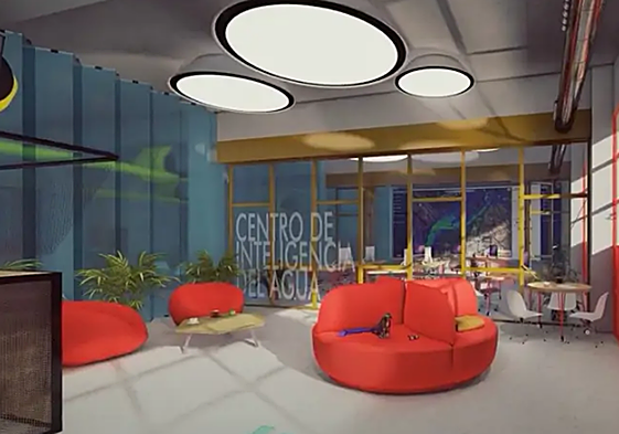 Recreación del Centro de la Inteligencia del Agua de Alicante, proyectado en el antiguo parque de bómberos en la plaza Séneca.