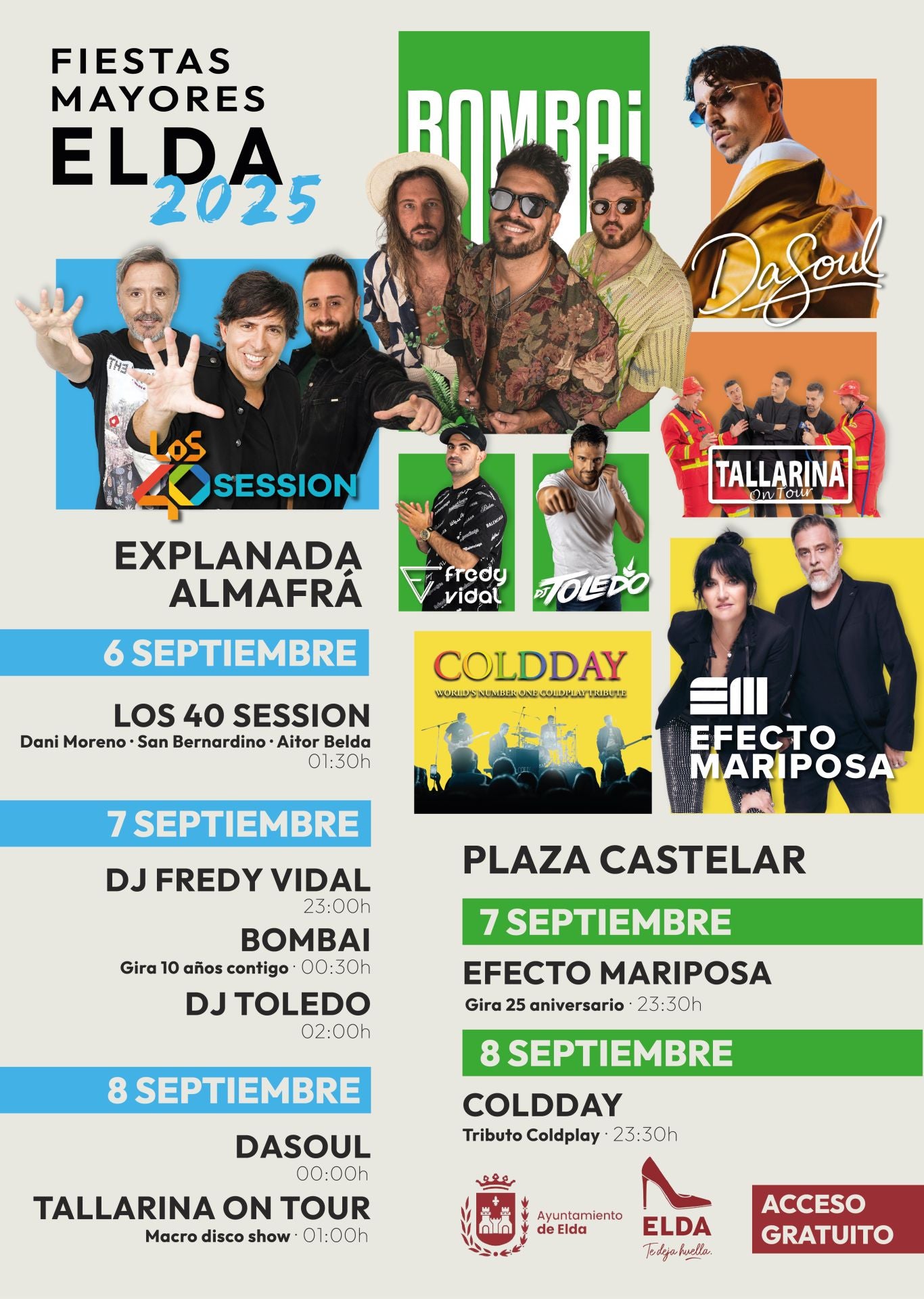 Cartel de la la programación de las Fiestas Mayores de Elda.
