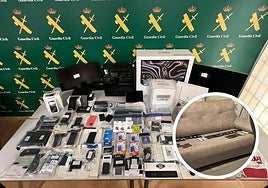 Todos los móviles y objetos requisados durante el registro del domicilio.