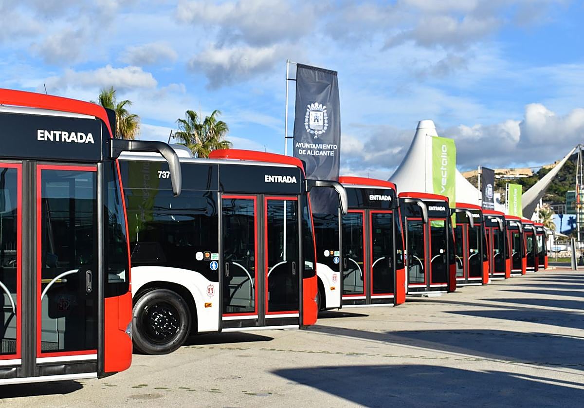 Flota de autobuses de Vectalia en Alicante.