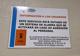 Cartel contra las agresiones a sanitarios.