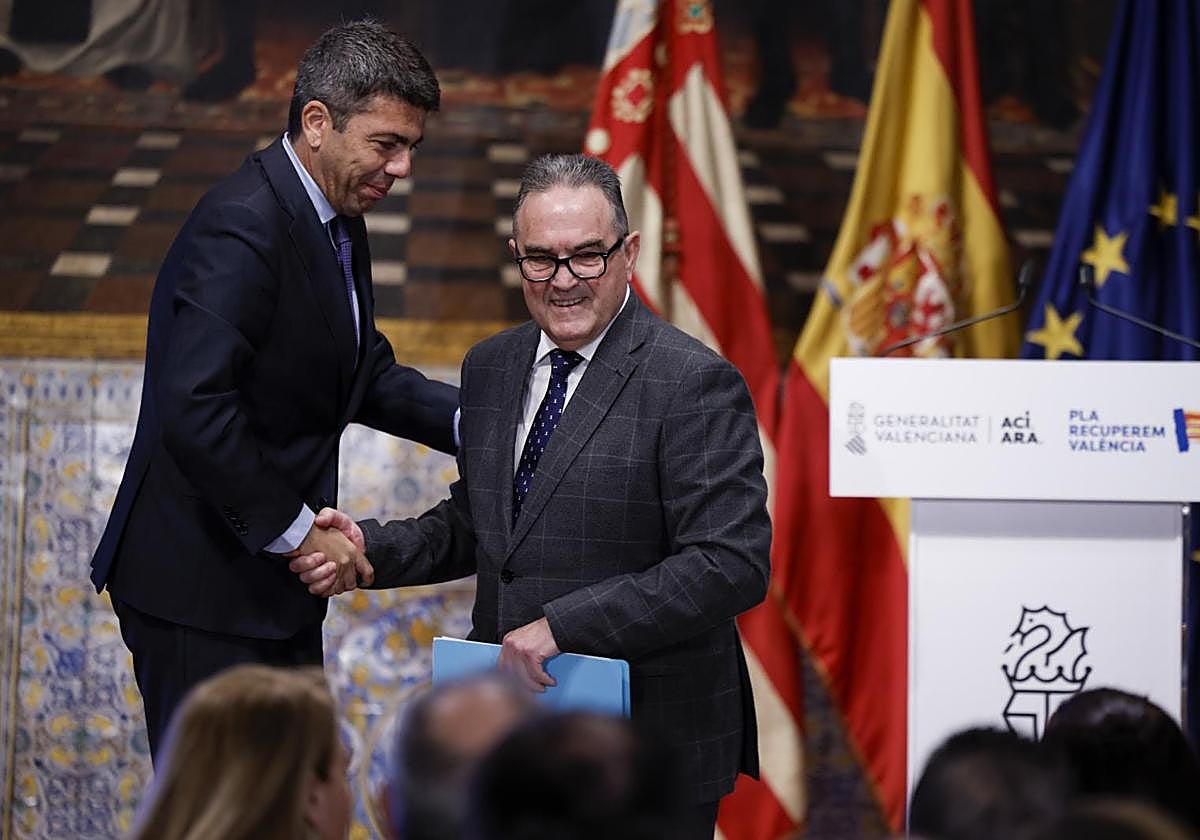 Mazón y Gan Pampols durante el acto de presentación del Informe de Diagnóstico del Plan de Recuperación.