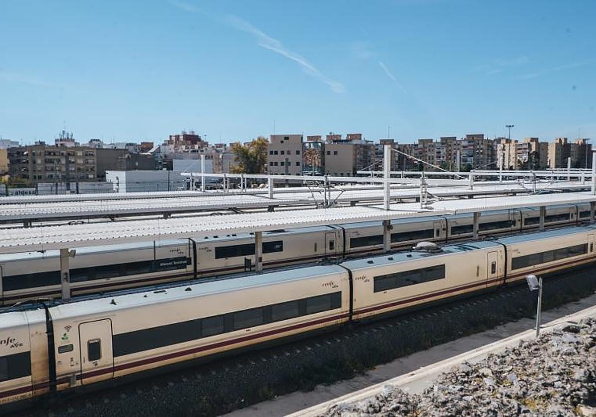 Trenes en la estación ferroviria de Alicante.