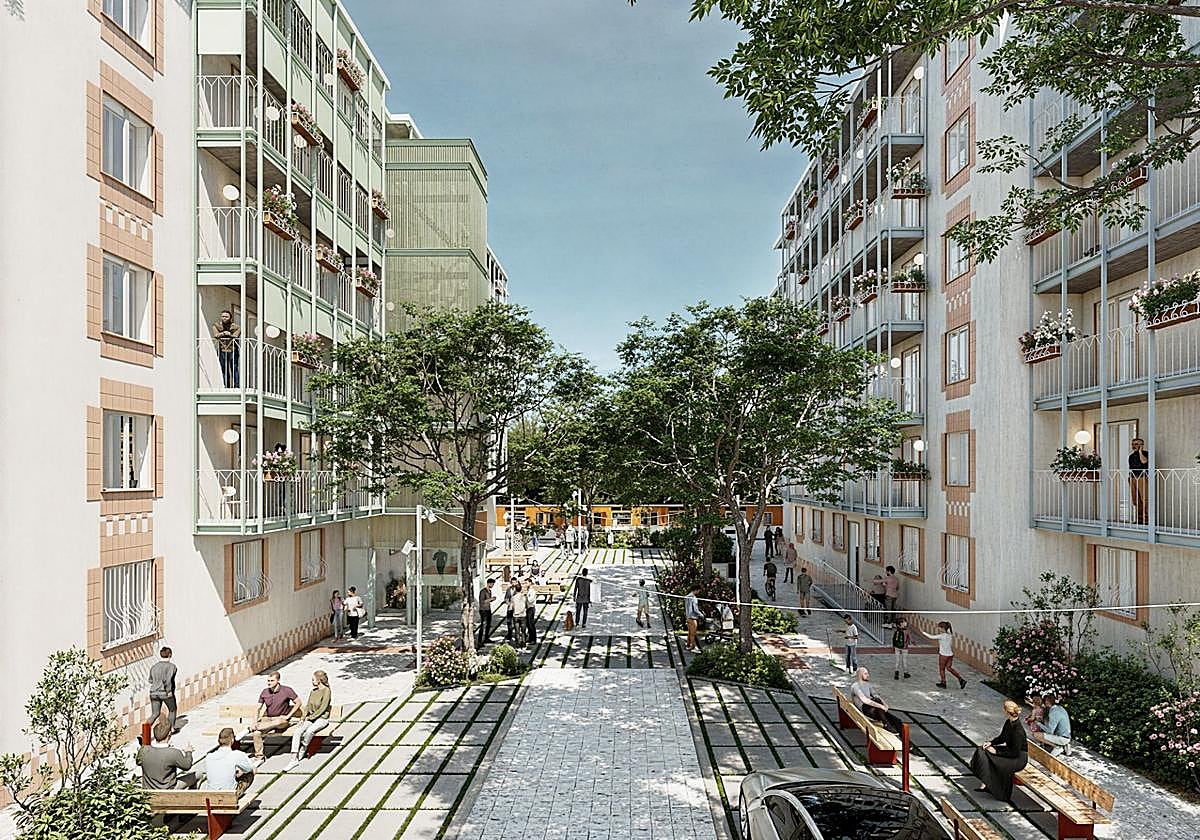 Render de cómo se verán las viviendas tras la rehabilitación.