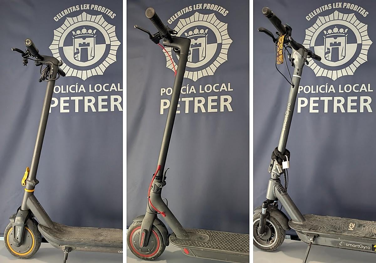 Varios de los patinetes incautados por la Policía Local.