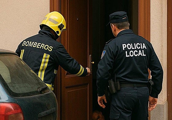 La Policía Local de Petrer y los Bomberos socorren al anciano.