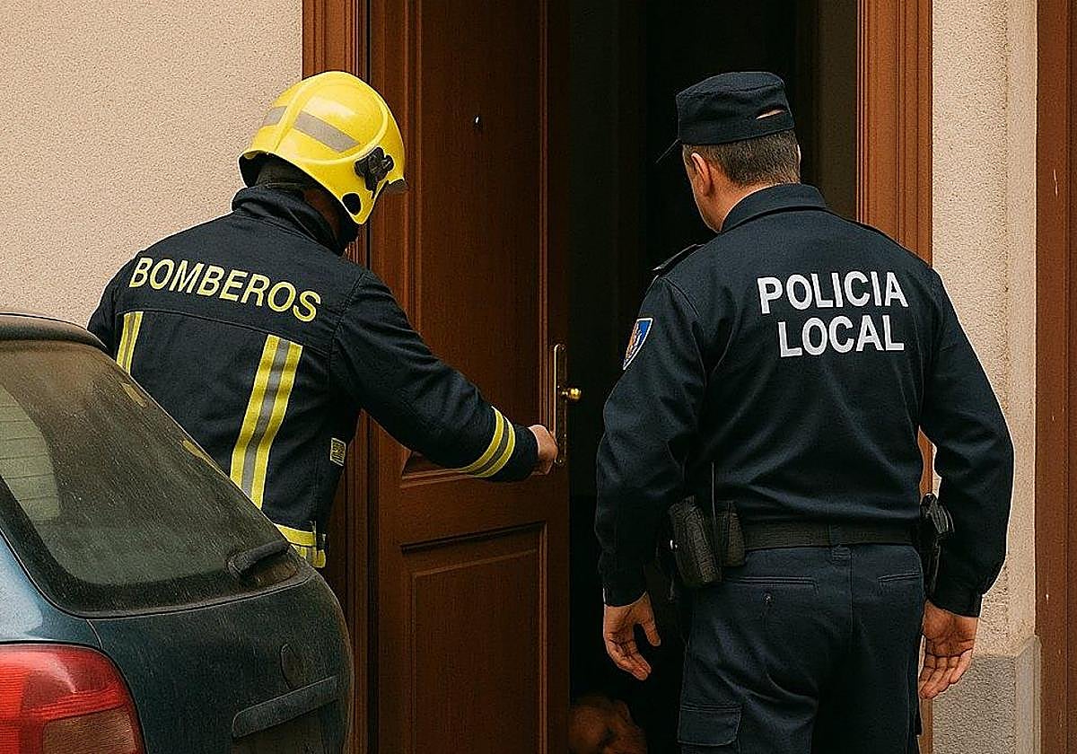 La Policía Local de Petrer y los Bomberos socorren al anciano.
