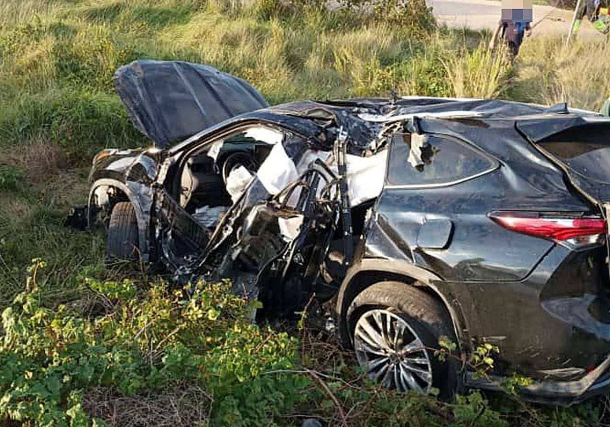 Estado del vehículo tras el accidente en la AP-7.