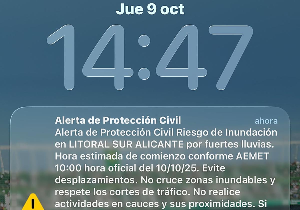 ES-Alert recibido en Alicante este jueves.