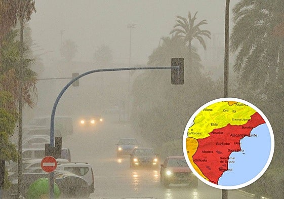 Coches circulando por Alicante durante la dana Alicante.