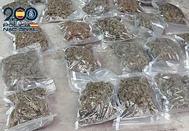 Parte de la droga intervenida a la organización criminal.