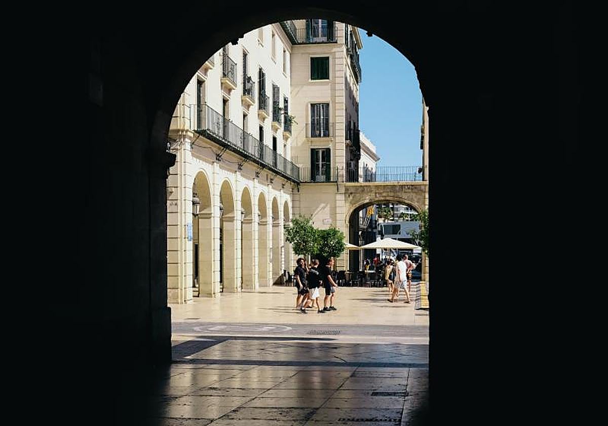 Views of the Town Hall Square from inside the Town Hall.