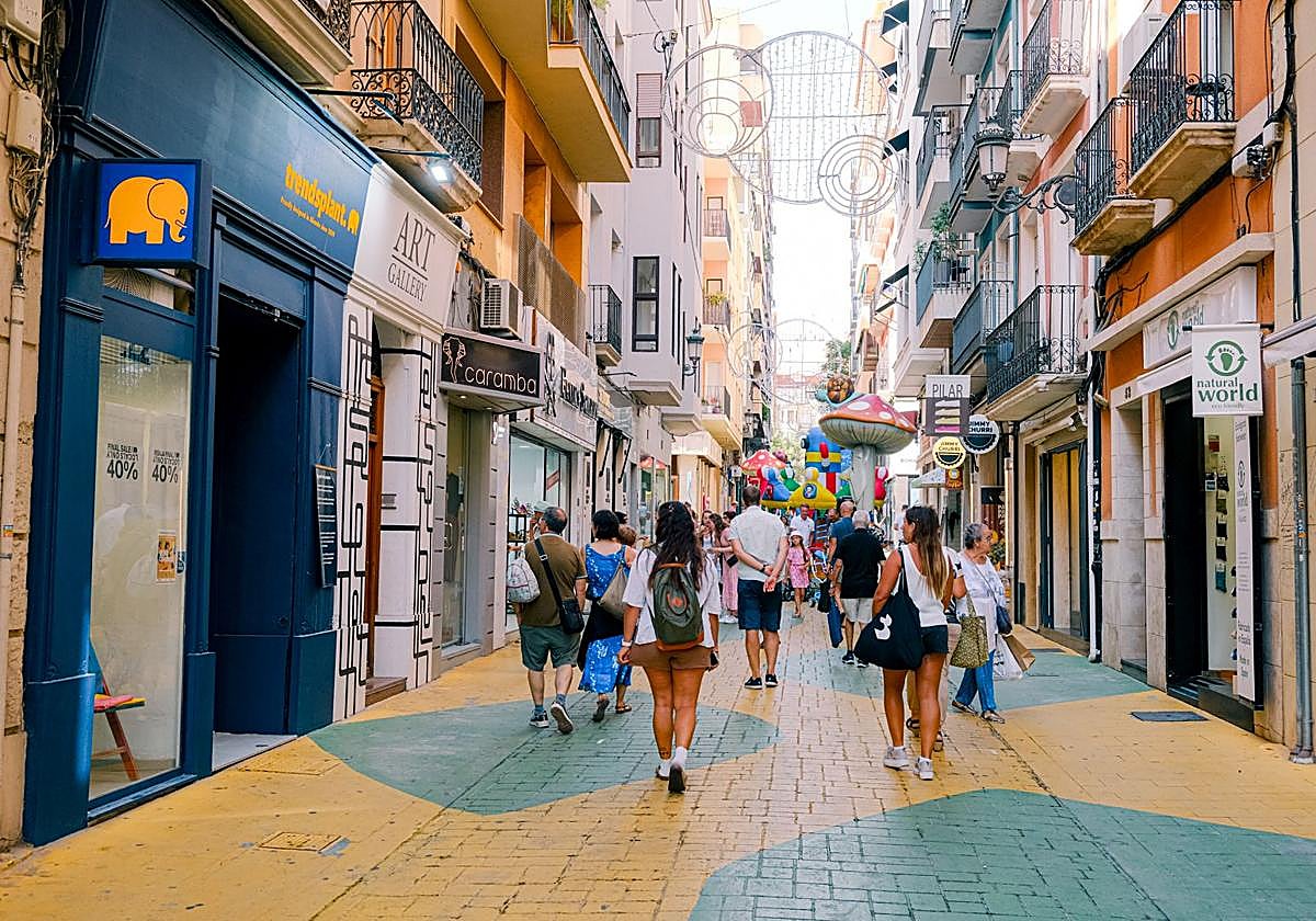 Tiendas en la calle de las setas.