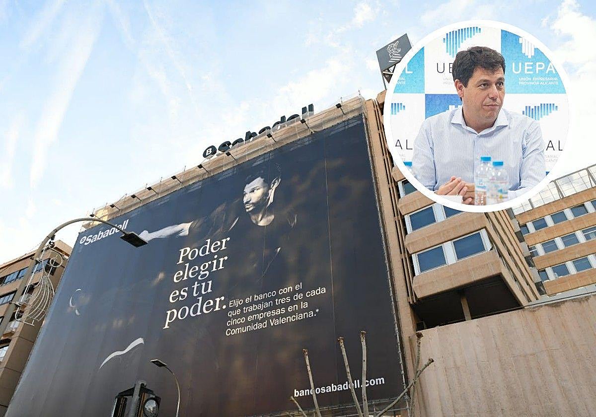 Antigua sede social del Banco Sabadell en Alicante/El presidente de Uepal, César Quintanilla.