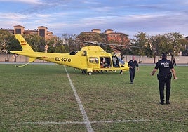 Aterrizaje del helicóptero.