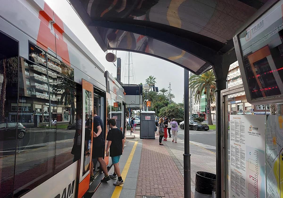 Tram stop at Puerta del Mar.