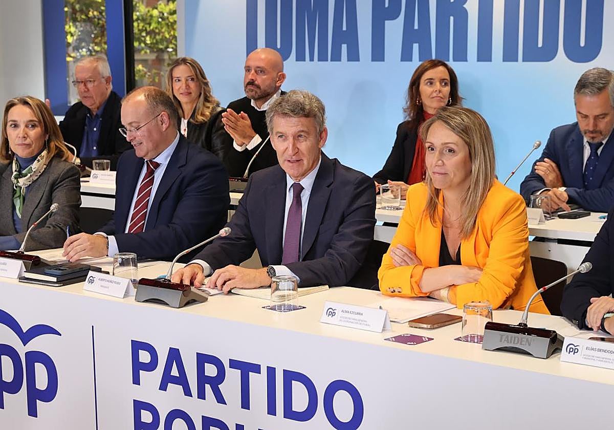 The president of the PP, Alberto Núñez Feijóo, at the party's National Executive Committee meeting held this Monday in Madrid.