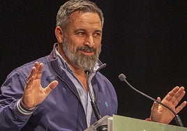 Santiago Abascal, durante un acto de la precampaña para las elecciones extremeñas.
