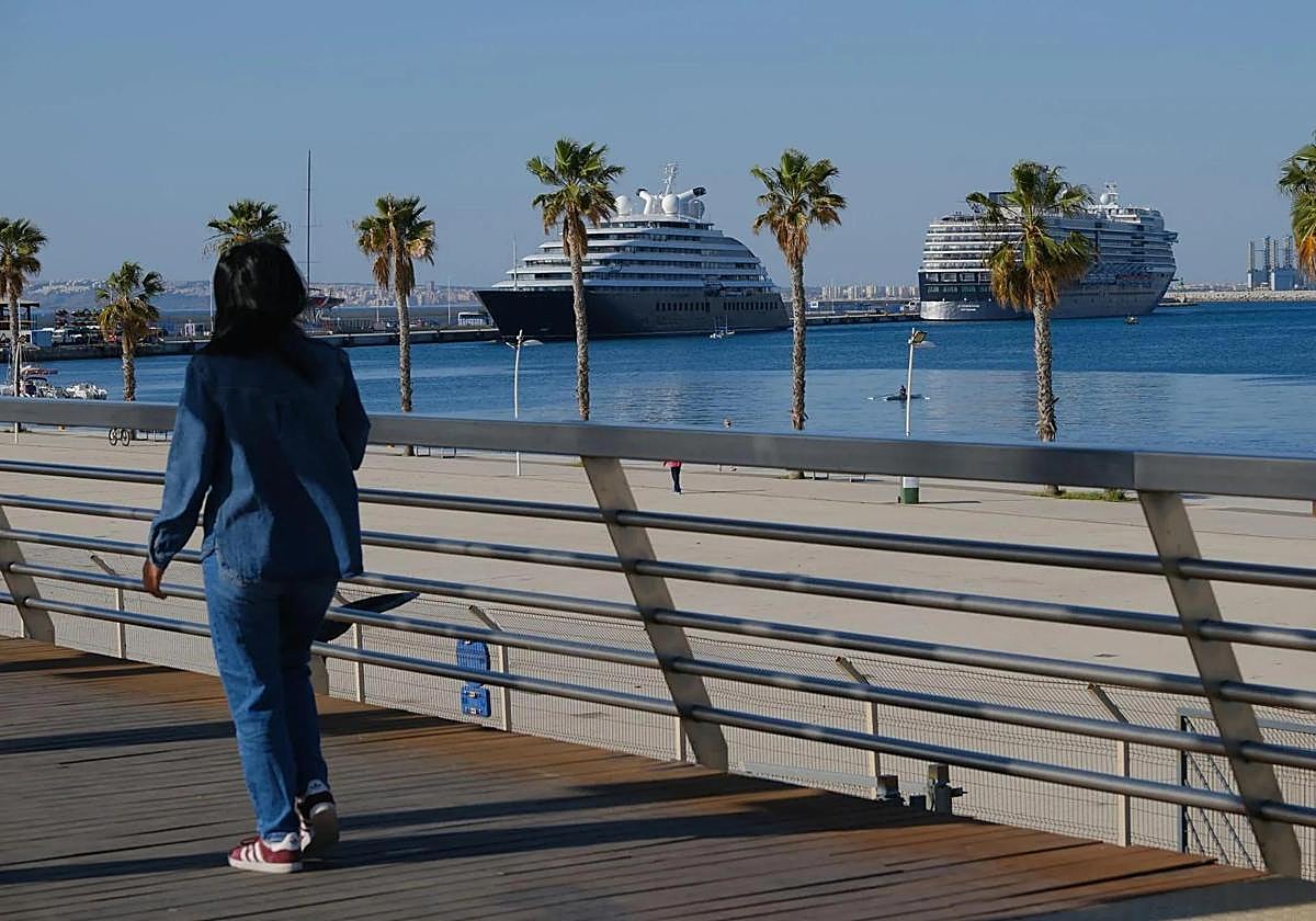 Cruise ships at the port of Alicante.