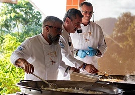 David y Moncho Riquelme, en la master class de arroces en las jornadas culinarias de Puerto Rico.