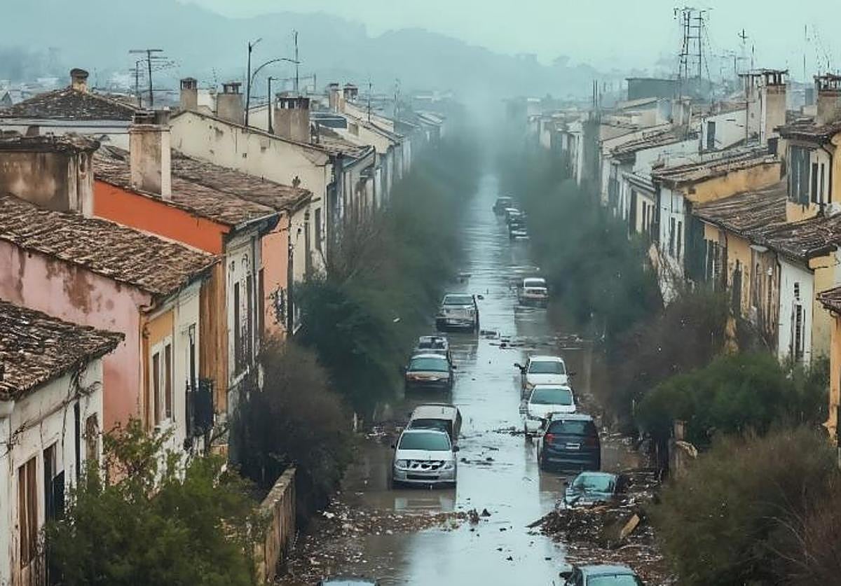Effects of the flood in Vega Baja in an archive image.