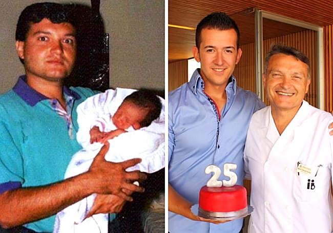 Con Rafael David, recién nacido y en su 25 cumpleaños.